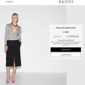 GUCCI black couture wool pencil skirt 44 US 10